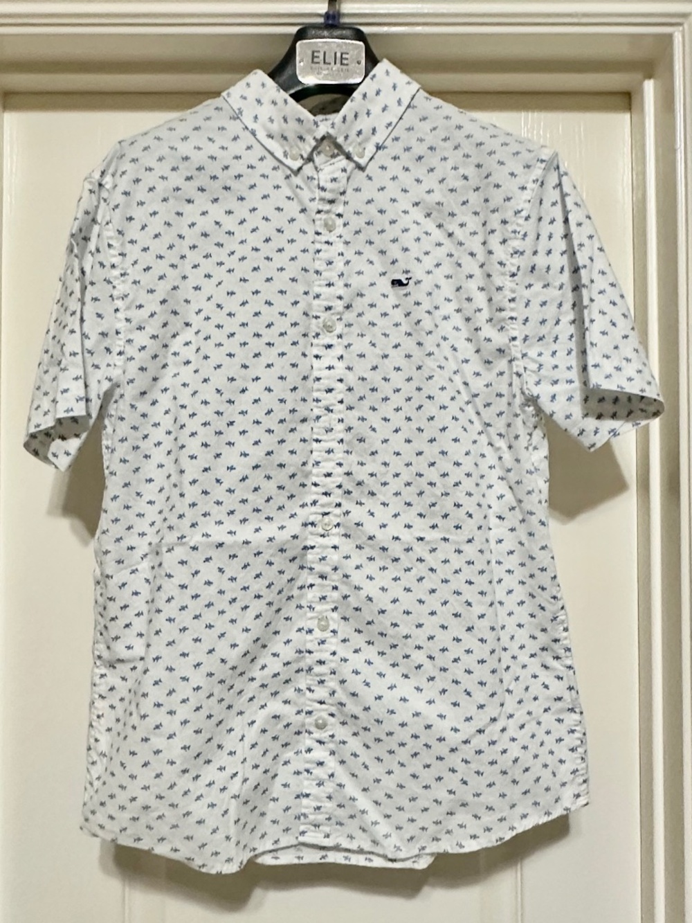 Vineyard Vines Button S/S Shirt Shark Print Sz 16